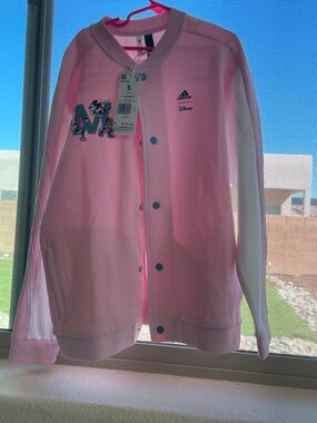NWT Adidas Girls' Pink & White Varsity Jacket Little girl size 9y